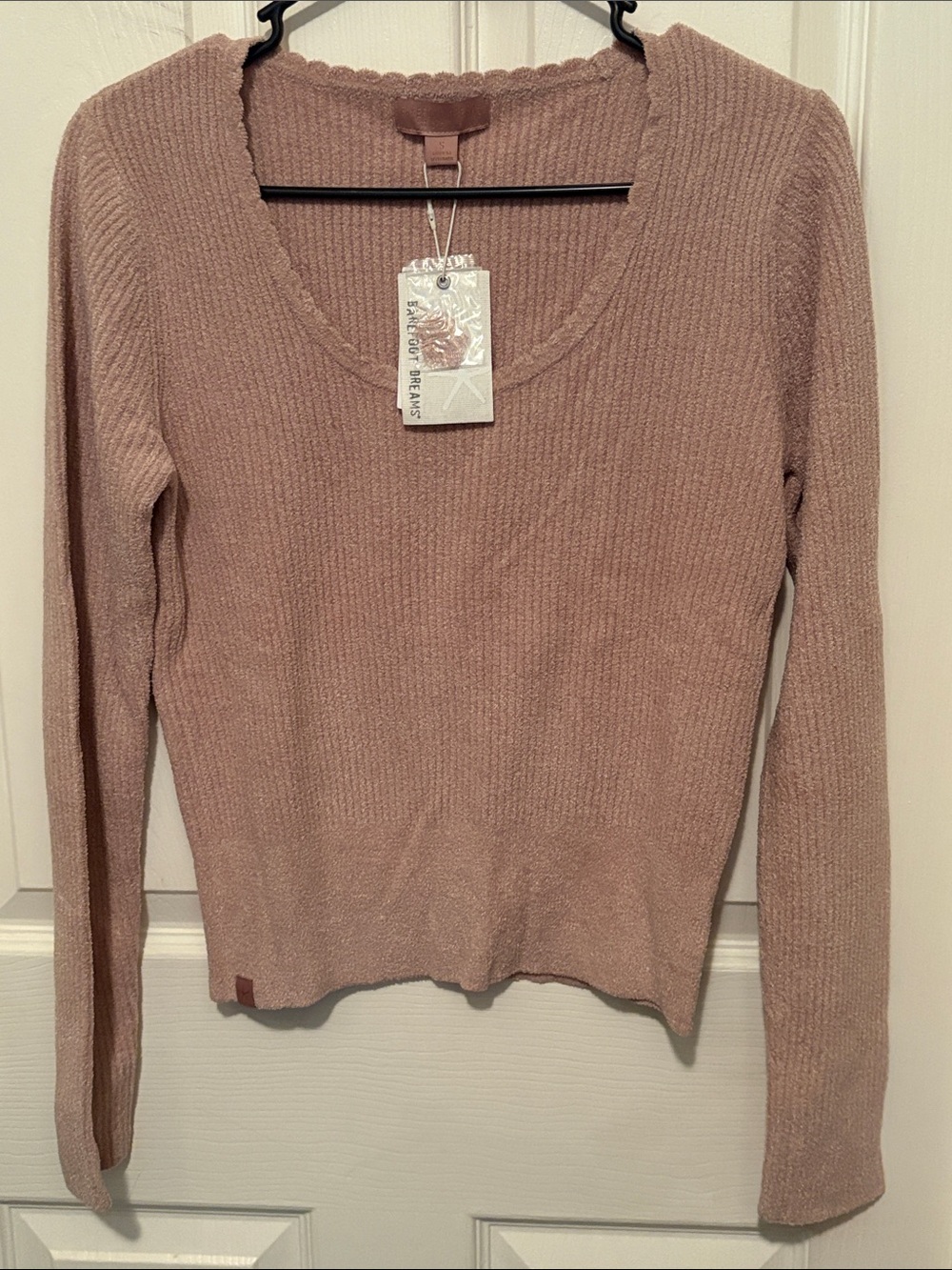 Barefoot Dreams Ribbed Scoop Neck Long Sleeve Top - Dusty Mauve